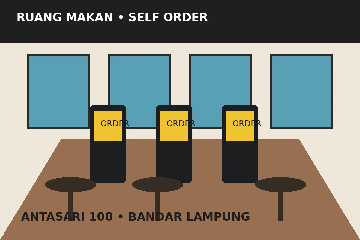 Visual area pemesanan dan tempat duduk McDonald's Antasari Bandar Lampung